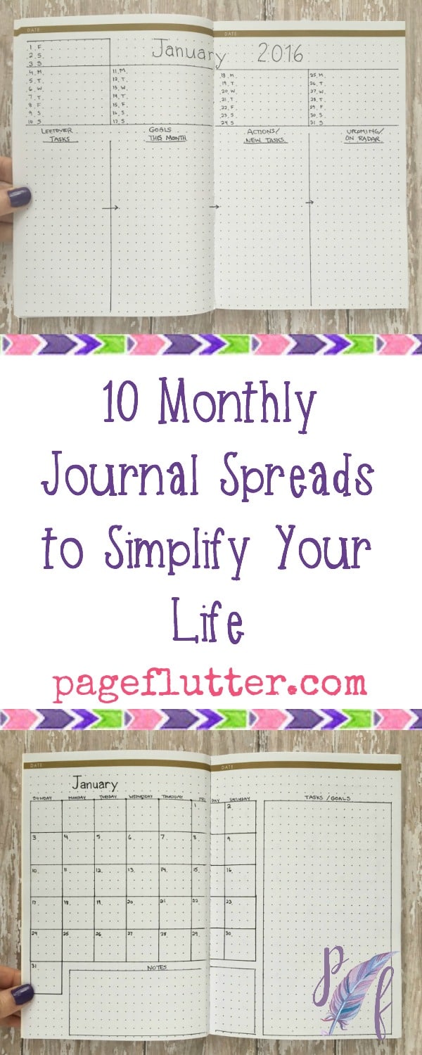 10 Monthly Journal Spreads|pageflutter.com | Match your scheduling spread to your needs and personality.