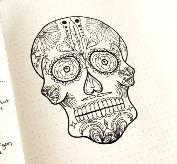 Remembrance spread and Day of the Dead sugar skull printable for your bullet journal.