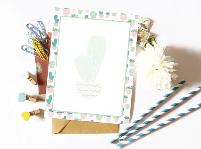 New the Page Flutter Vault! Printable cactus stationery & envelope.