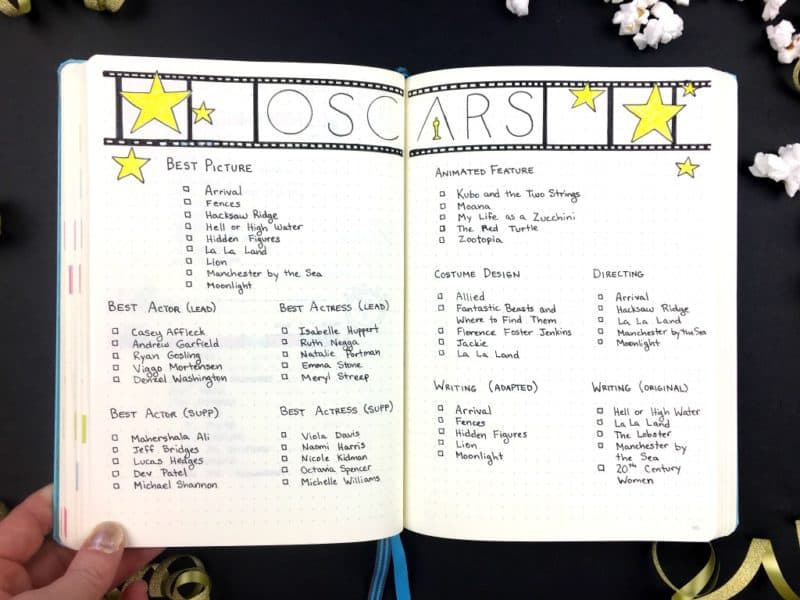 A Night at the Oscars in my Bullet Journal, plus a free printable acceptance speech to get your Oscar party laughing! | pageflutter.com