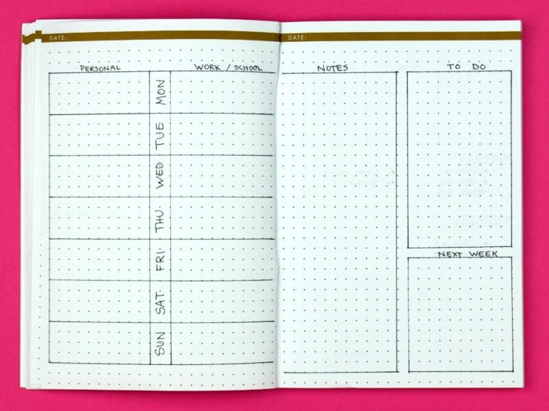 Sideways Glance; Weekly Bullet Journal Layouts | pageflutter.com