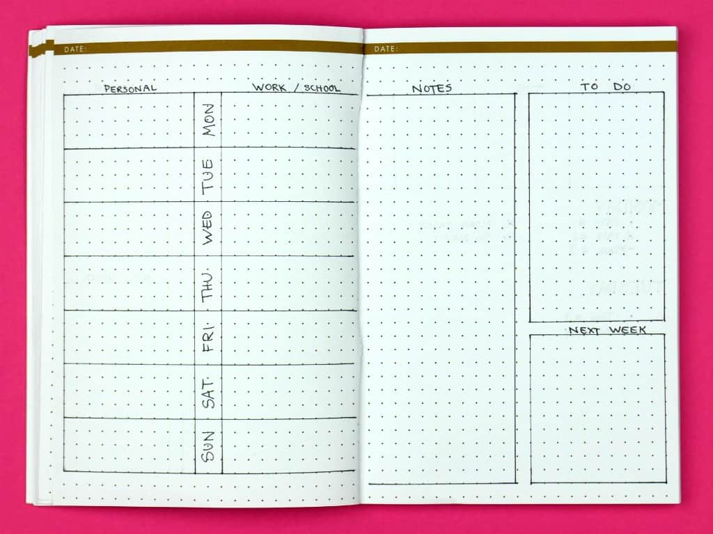 work schedule bullet journal