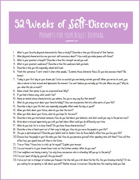 52 Weeks of Self-Discovery Prompts for Your Bullet Journal