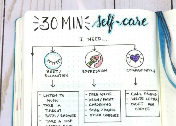 30 minute self-care activities and printable to boost productivity.