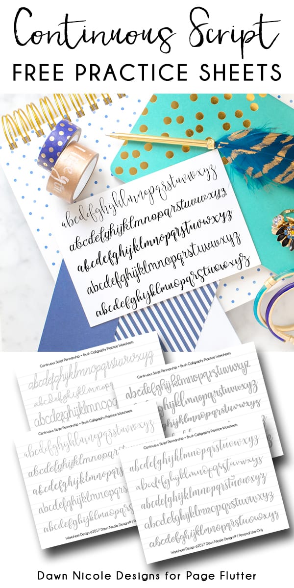 Continuous Script Penmanship Practice Worksheets.Â Develop your BUJO penmanship and brush calligraphy skills with these free practice worksheets!
