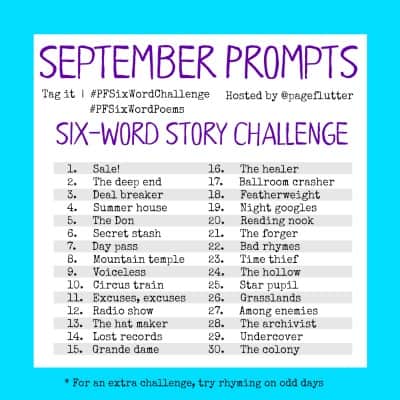Take the September six-word story challenge. Great for hand lettering practice and creative journaling.