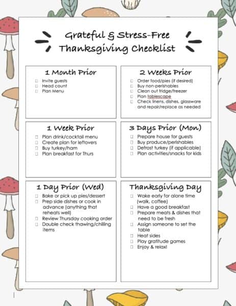 Gratitude Strategies for a Stress-Free Thanksgiving (FREE Checklist ...