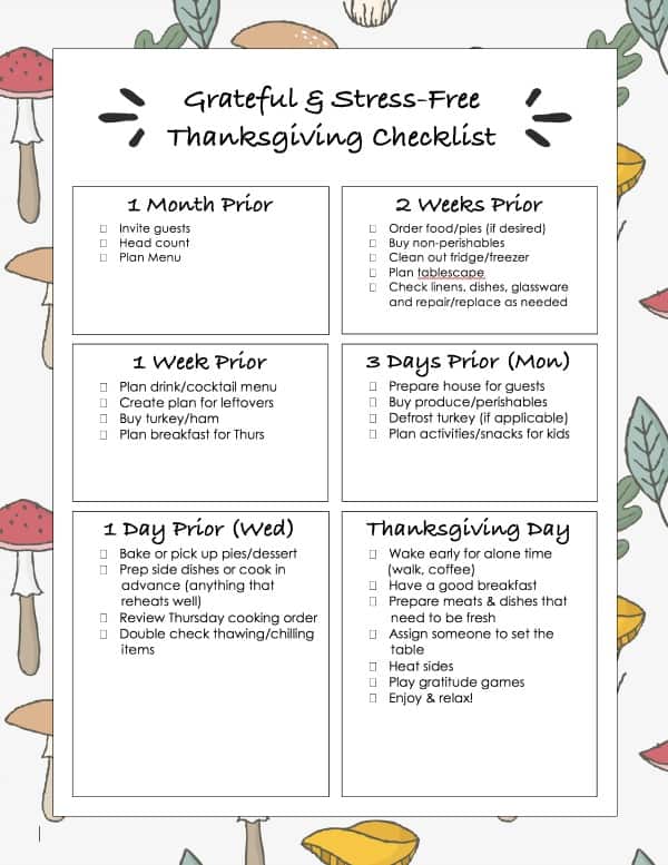 Gratitude Strategies for a Stress-Free Thanksgiving (FREE Checklist ...