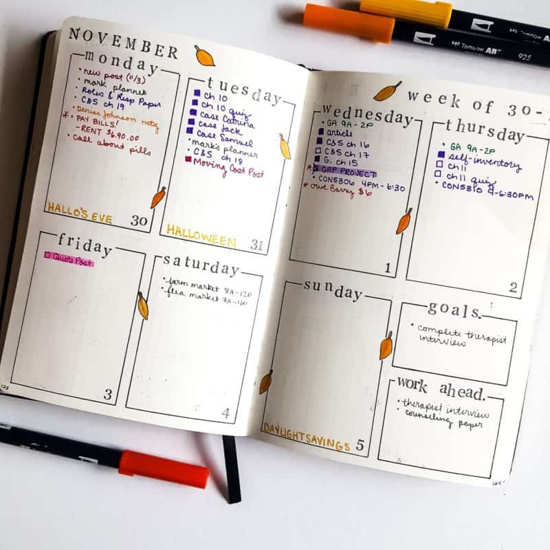Bullet Journal to Increase Productivity. Focus on minimal bullet journal layouts and planning pages.