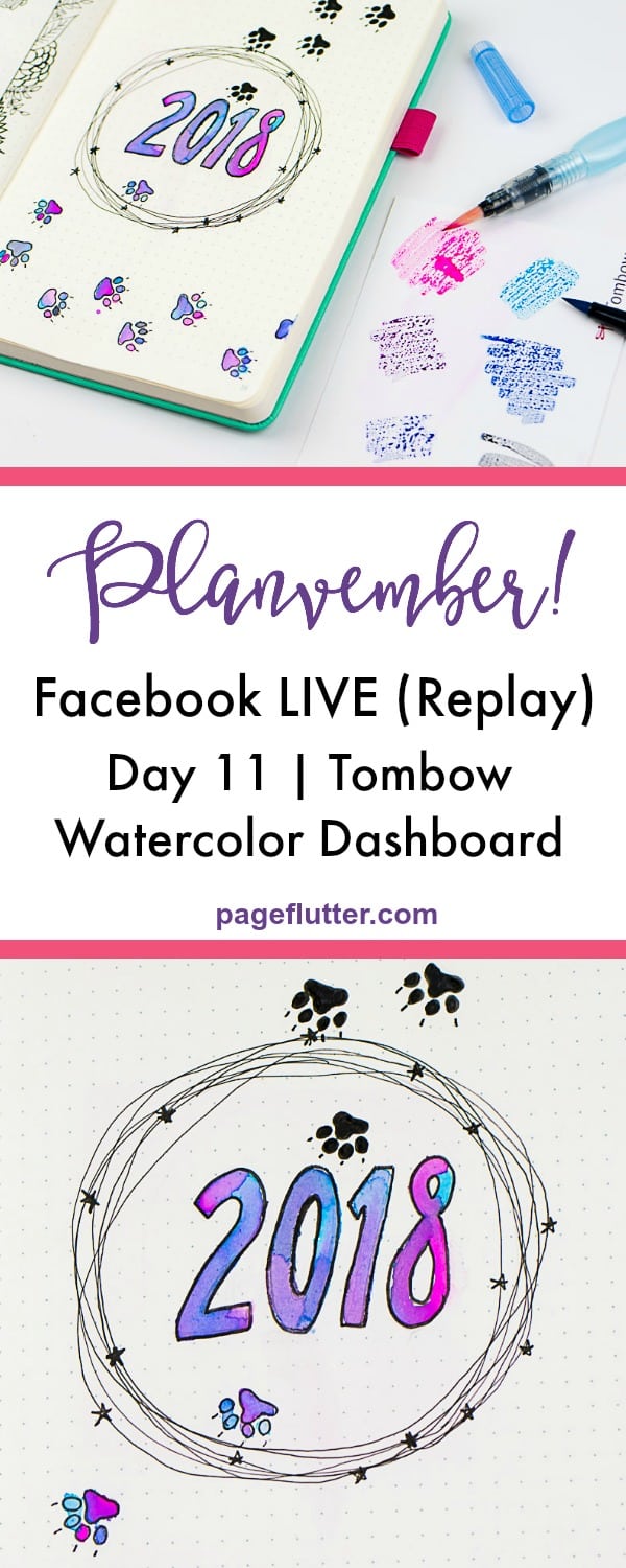 Faux watercolors with Tombow markers. Gorgeous journal dashboard! Planner, creative journal, or bullet journal.