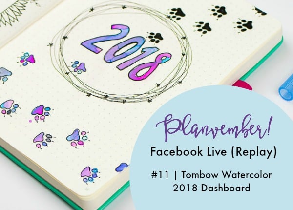 Faux watercolors with Tombow markers. Gorgeous journal dashboard! Planner, creative journal, or bullet journal.