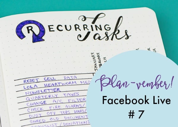 Planvember Day 7 (Facebook LIVE replay). Monthly task tracker. Journal with me, my 2018 Bullet Journal.