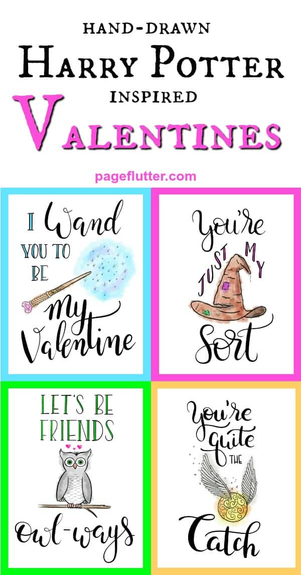 Printable Harry Potter Valentines are perfect happy mail for your #incowrimo pen pals, Potterheads #valentinesday