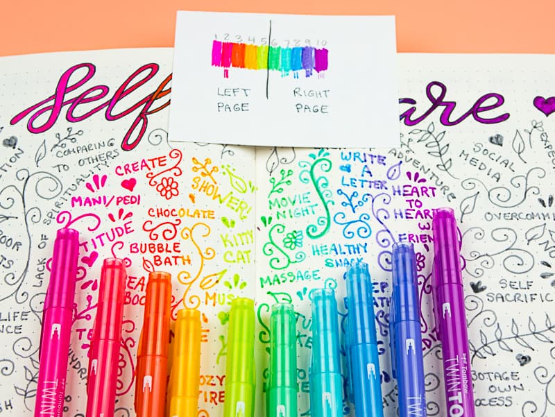 Make this fun and easy rainbow self-care spread to inspire your journaling