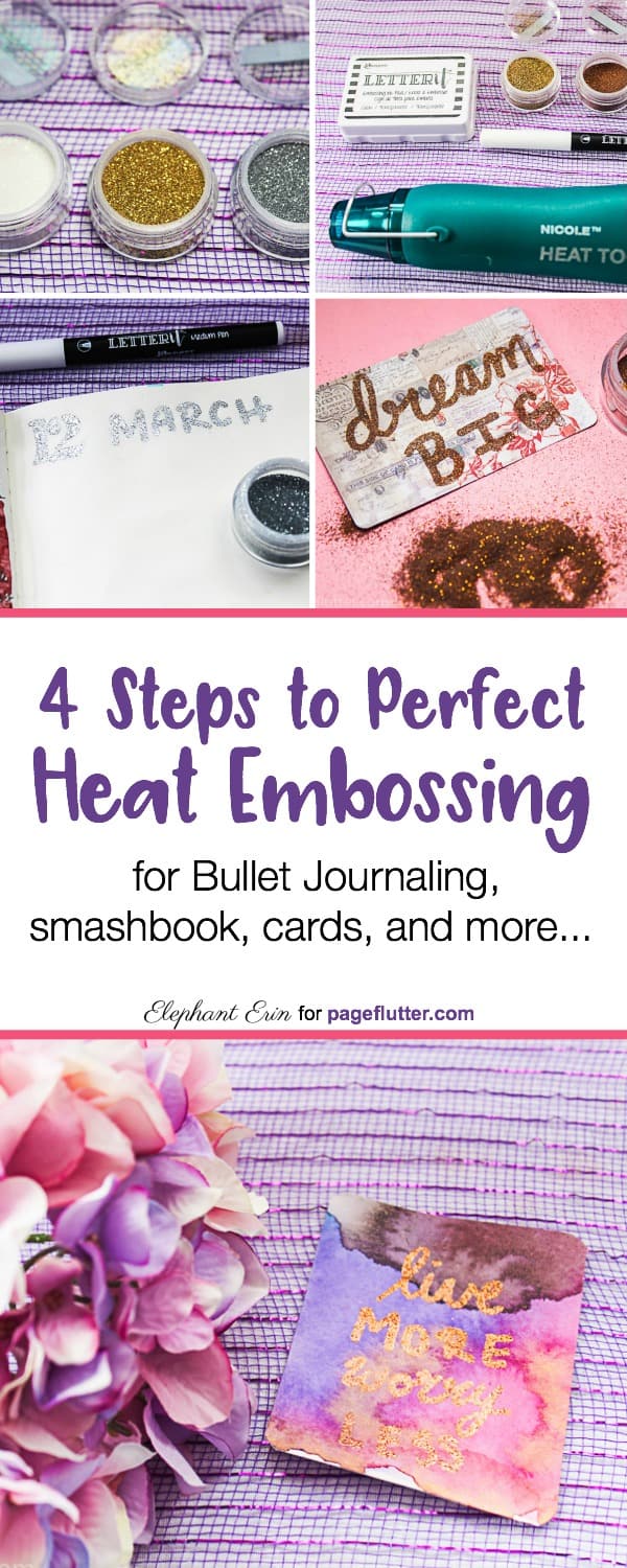 Try heat embossing to jazz up Bullet Journal headers, cards, scrapbooking, and more.