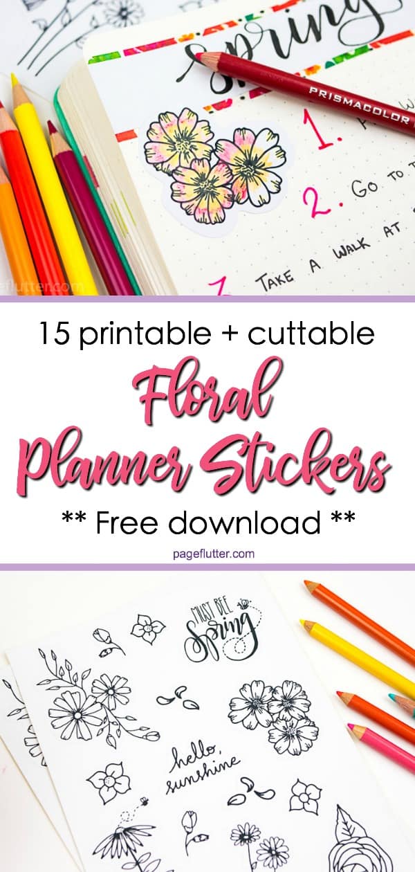 15 Printable Floral Planner Stickers to Beautify Your Entire Routine. Stickers for planners and Bullet journal, doodle stickers, print and cut stickers. | pageflutter.com