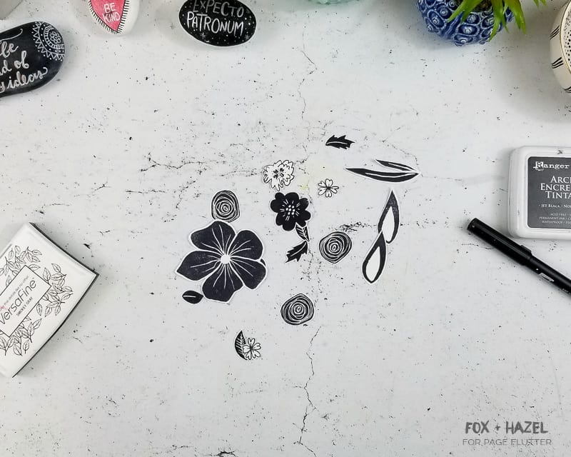 Create an easy watercolor art journal page with floral stamps | Fox + Hazel for pageflutter.com