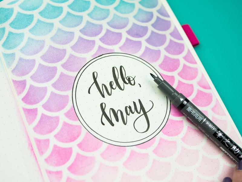 Stencil + Distress Ink Tutorial: Step 10, add lettering and doodles to your cover page |pageflutter.com