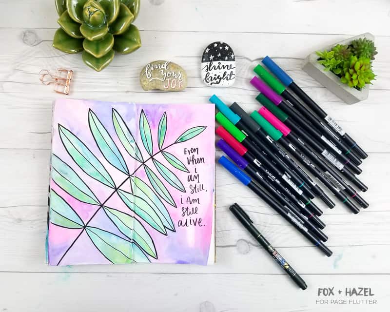 Watercolor Art Journaling with Tombow Dual Brush Pens - Fox + Hazel for Page Flutter-15
