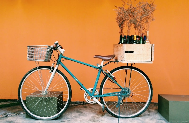 Year to a Better You-August 6-Word Story Challenge | Bicycle by orange wall |pageflutter.com #writingprompts #6wordstory