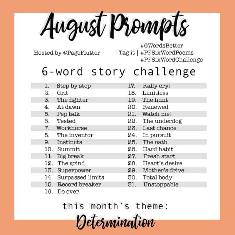 Year to a Better You-August 6-Word Story Challenge |pageflutter.com #writingprompts #6wordstory