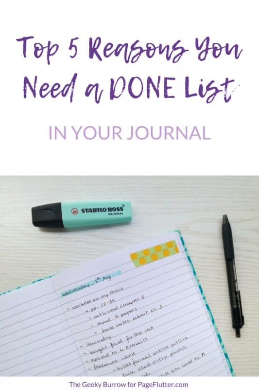 Do you keep a DONE list? This reverse TO-DO list is a great addition to your planning routine! #BulletJournal #planneraddict #productivity