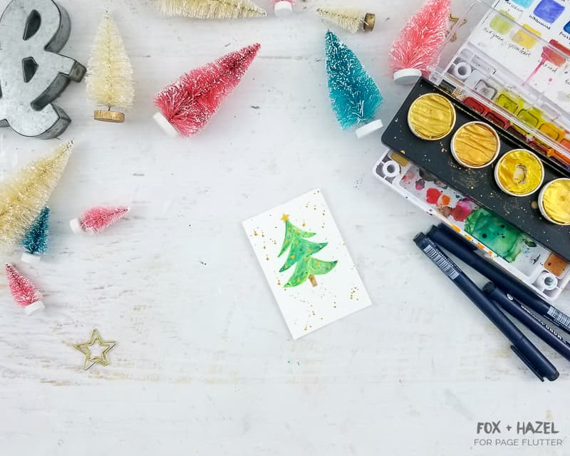 Watercolor Christmas Tree Gift Tags - Fox + Hazel for Page Flutter-Pin #giftwrapping #christmasDIY #watercolor #holidayDIY