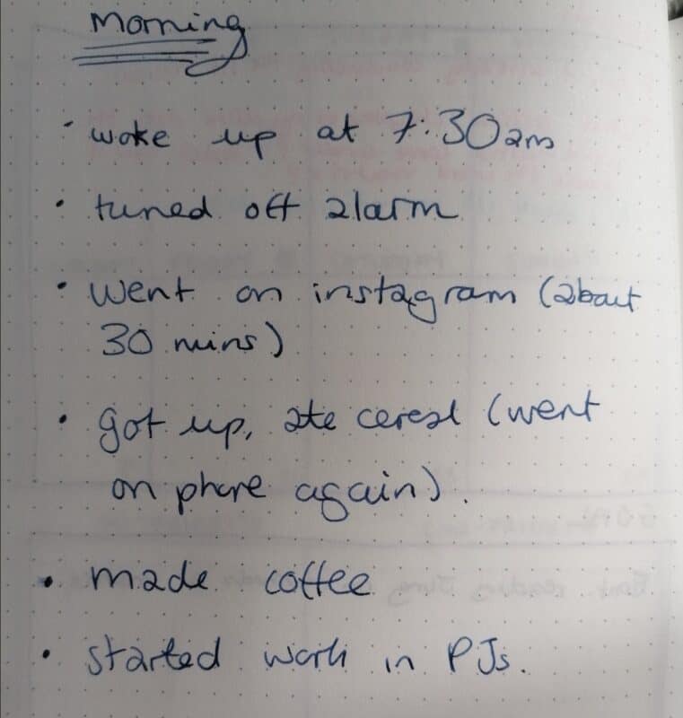 morning routine journal spread