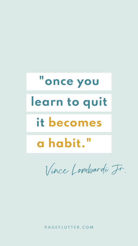 Image of a Vince Lombardi quote about quitting