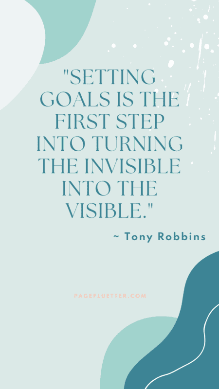 Image of a quote from Tony Robbins about goal setting