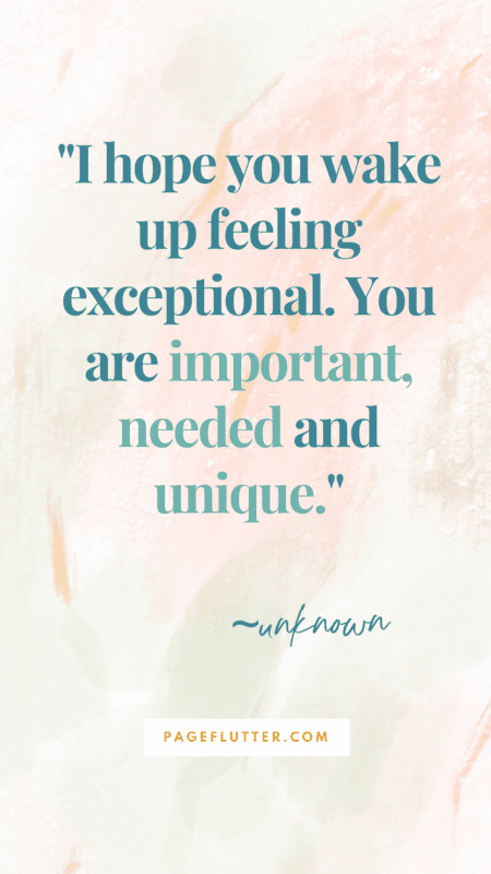 Image of an aesthetically pleasing quote about being exceptional