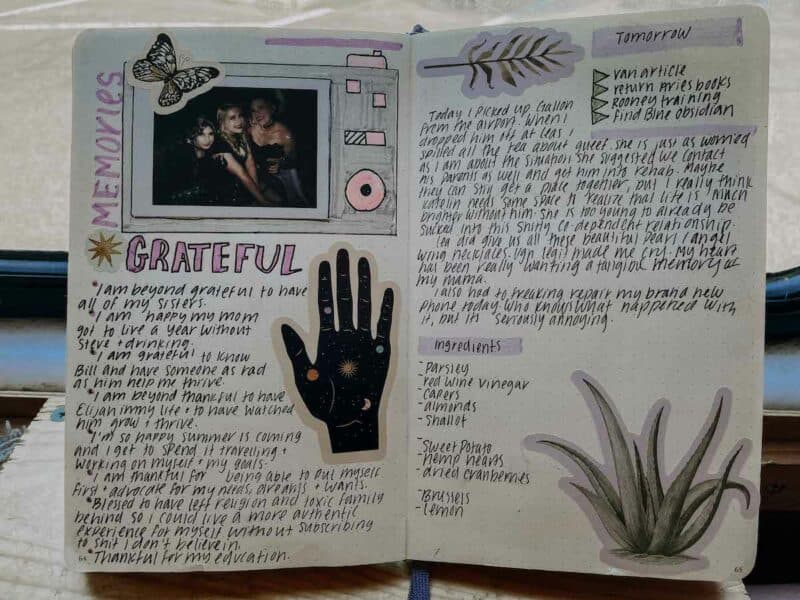 Gratitude journal spread