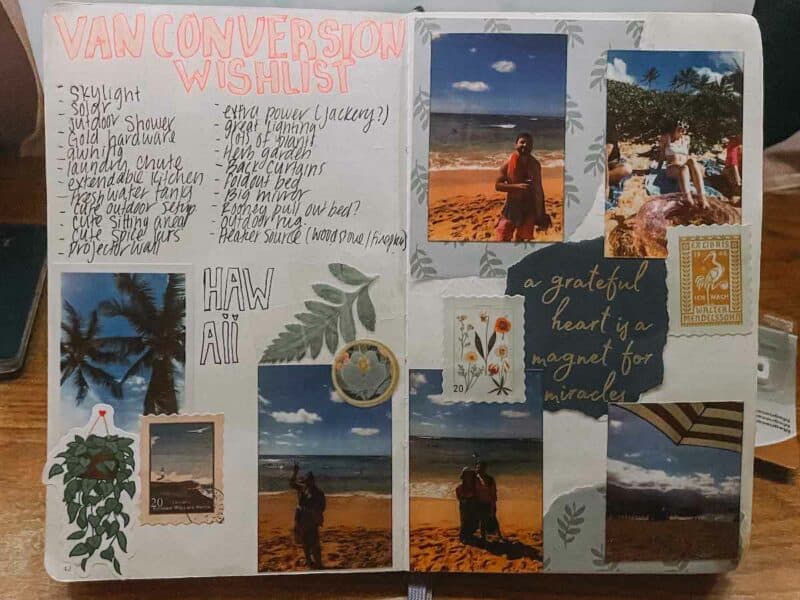 Hawaii travel journal spread for inspiration and keeping memories