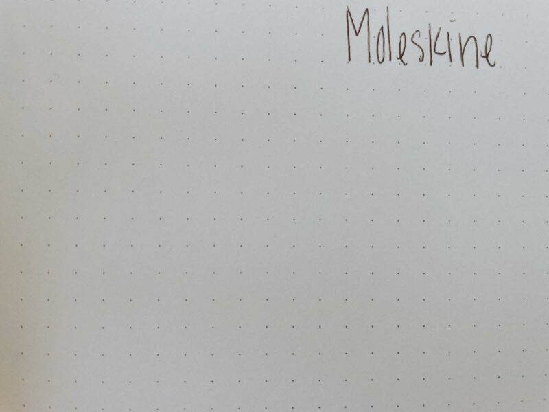 Close up view of the dot grid in a Moleskine classic notebook